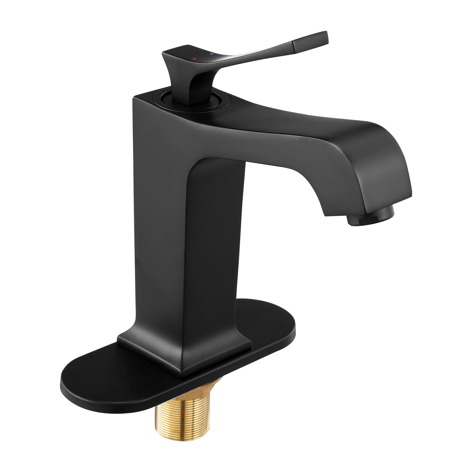 Matte Black Basin Faucet With Waterfall Spout And Sink Drain_voghion.com